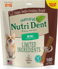 Nylabone Nutri Dent Dog Dental Chews - Natural Dog Teeth Cleaning & Breath Freshener - Dental Treats for Dogs - Filet Mignon Flavor, Mini (160 Count)