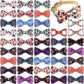 16 Pieces Dog Bow Ties Slide Dog Collar Bows Summer Hawaiian Styles Dog Collar Attachment Bows with Rubber Bands Dog Bow Ties for Large Dogs Spring Summer Grooming Independence Day (Horror Style)