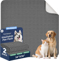 Washable Pee Pads for Dogs, 2 Pack Reusable Puppy Pads Dog Pads, Non-Slip Dog Pee Pads, Leakproof Pet Pee Pads Wee Wee Pads for Dogs. (Dark Grey, 34"x36"(Pack of 2))