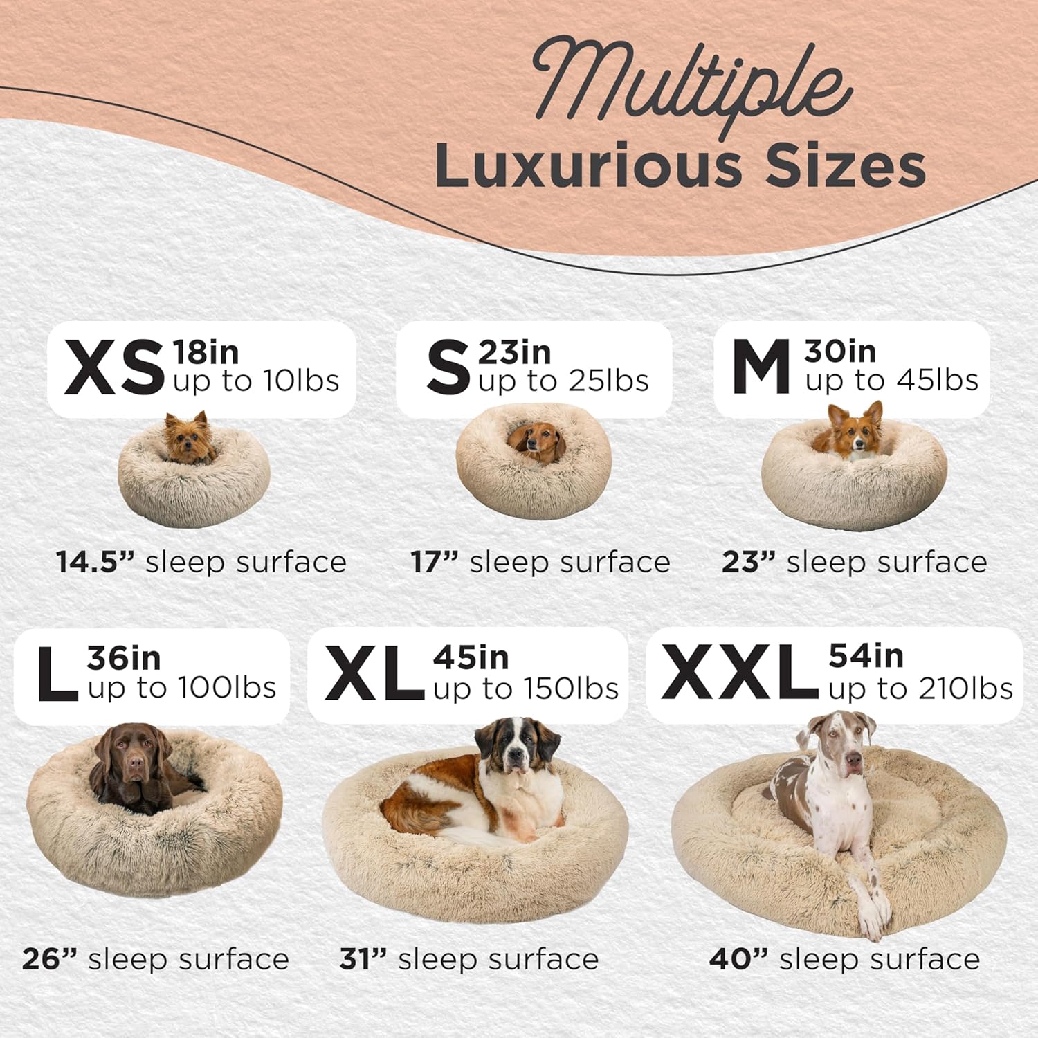 Best Friends by Sheri Original Calming Donut Dog and Cat Bed, Shag Faux Fur, Taupe, (30in x 30in) - Anxiety Relief for Pets Up to 45 lbs