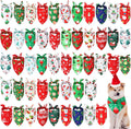 Abbylike 50 Pcs Christmas Dog Bandanas Bulk Xmas Bandanas for Dogs Triangle Kerchief Bibs Scarf Set for Pet Xmas Costume Photo Props Accessories Pet Shops Grooming, 25 Styles (31.5 x 21.7 x 21.7)