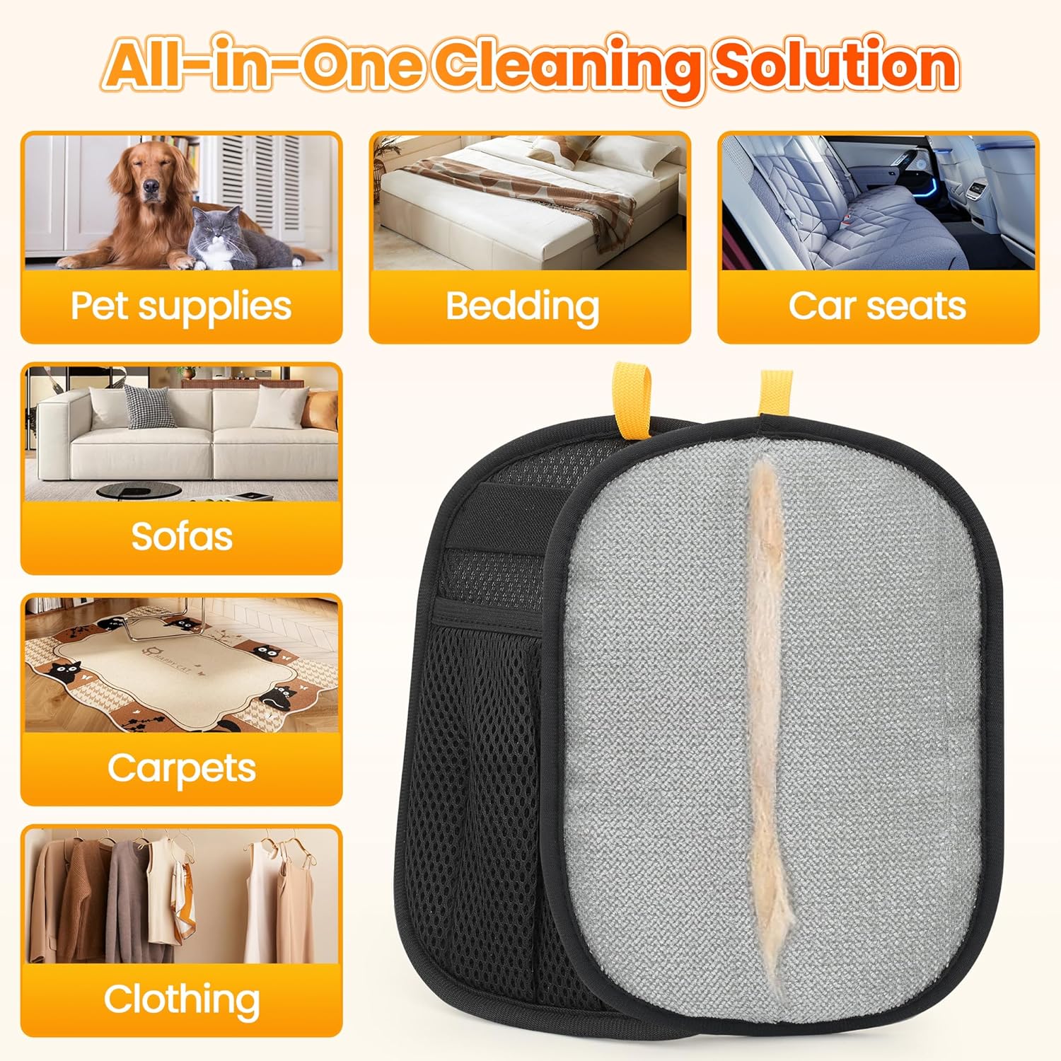 Pet Hair Removal Glove for Cats Dogs - Electrostatic Deshedding Tool, Grooming Brush Glove for Furniture, Car Seat, Bedding - Reusable Pet Hair Remover for Short/Long Hair Pets-2pack