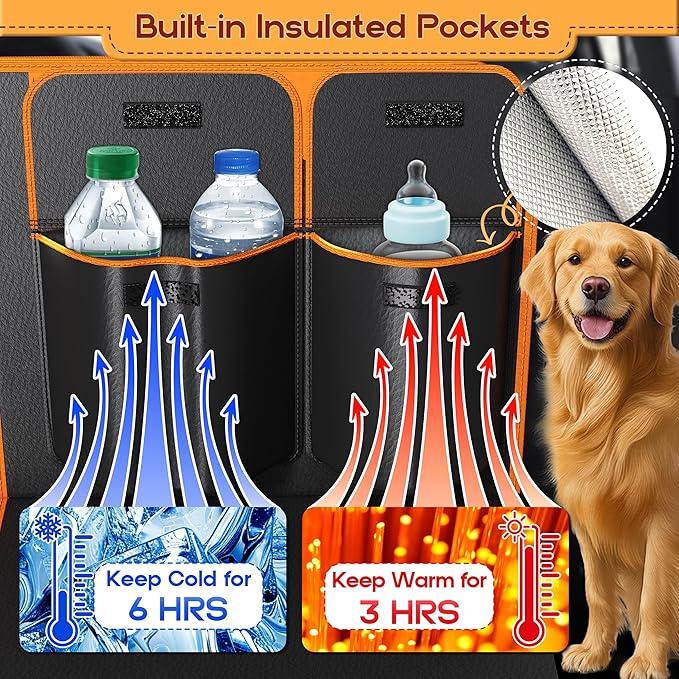 Dog Car Seat Cover for Back Seat, Upgraded PU Leather Back Seat Extender with Hard Bottom Holds 440lbs, Waterproof Anti-Scratch Pet Backseat Protector Dog Hammock for Car, SUV & Small Truck