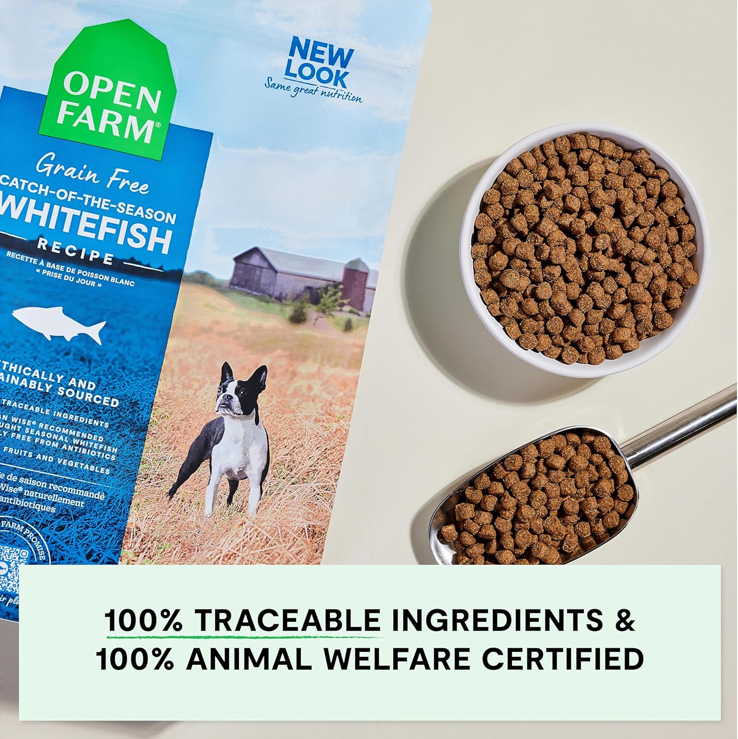 Open Farm, Grain-Free Dry Dog Food, Complete & Balanced Kibble, Sustainably & Ethically Sourced Ingredients, Non-GMO Veggies & Superfoods, Catch-of-The-Season Whitefish Recipe, 22lb Bag