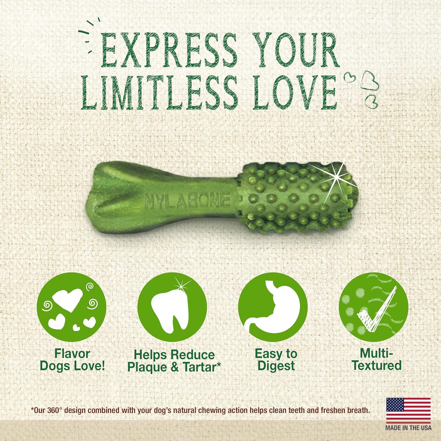 Nylabone Nutri Dent Dog Dental Chews - Natural Dog Teeth Cleaning & Breath Freshener - Dental Treats for Dogs - Fresh Breath Flavor, Mini (32 Count)