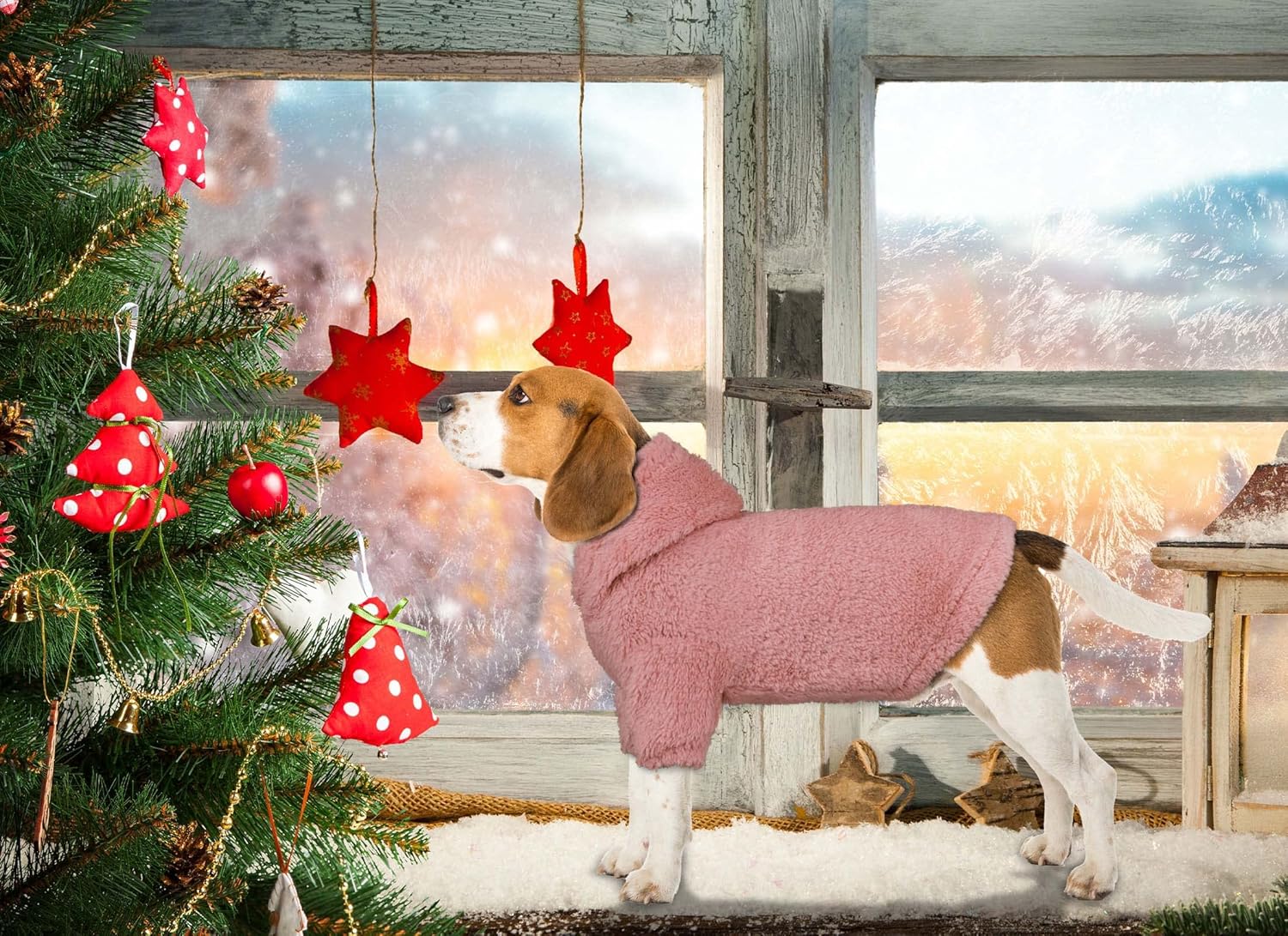 Fuzzy Dog Sweaters for Small Dogs Dog Hoodie Pet Clothes Warm Soft Cozy Coats Hooded Sweatshirt Fleece Small Pet Hoodies Sweater(Pink-XS)