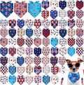 72 Pcs Veterans Day Dog Bandanas Bulk Patriotic Triangle Scarf Cat Puppy Bibs Scarf Blue White and Red Pet Bandanas for Puppy Cat Birthday Party Costume