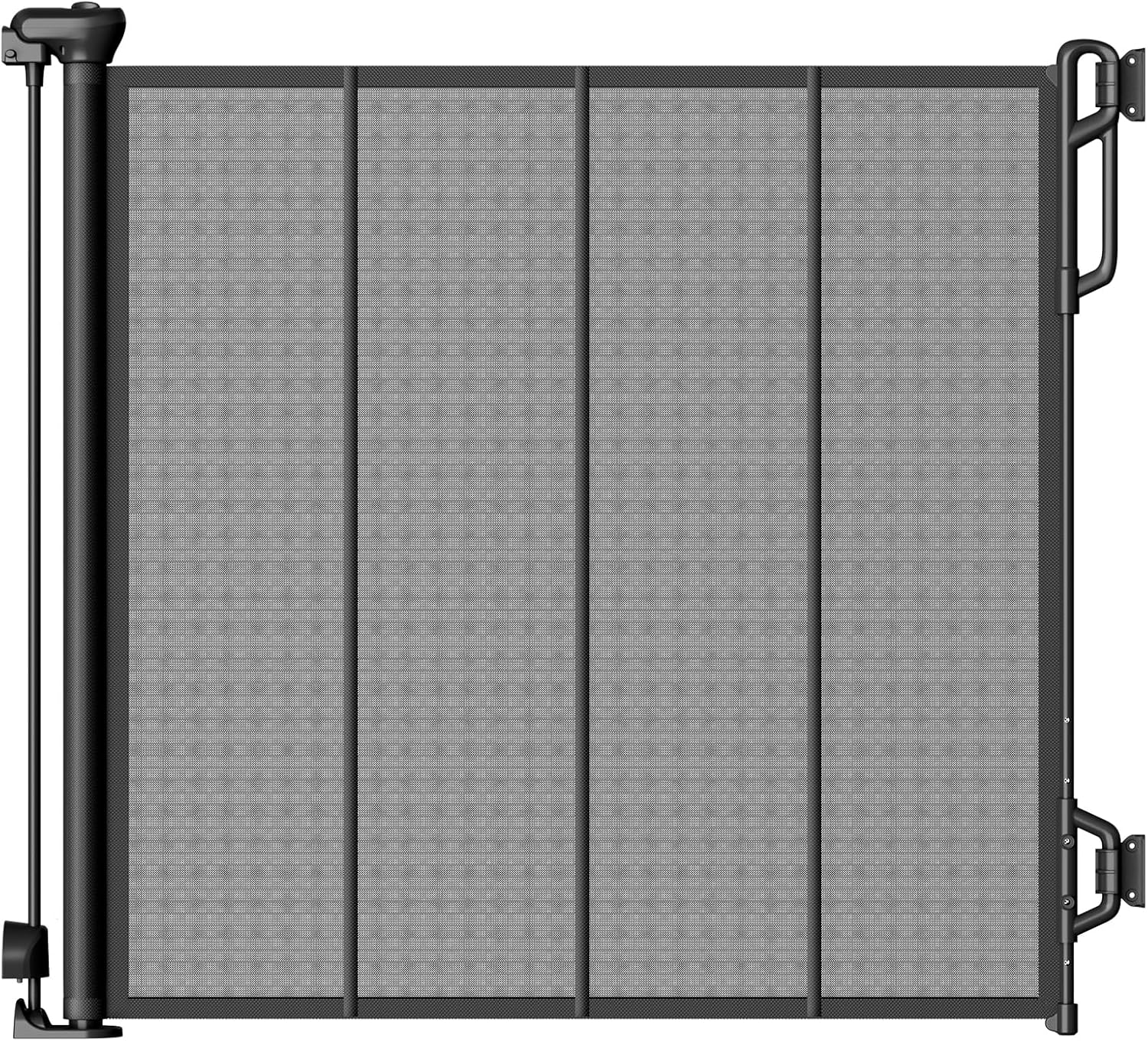 Reinforced Retractable Baby Gate or Mesh Dog Gate,Easy to Use for Stairs, Doorways, Hallways, Indoor, Outdoor, Wide Pet Gate 33.5" Tall, Extends to 55" Wide,Black