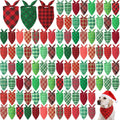 Abbylike 50 Pieces Christmas Plaid Dog Bandanas Bulk Xmas Bandanas for Dogs Triangle Kerchief Bibs Scarf Set for Christmas Pet Costume Accessories Decoration (31.5 x 21.7 x 21.7)