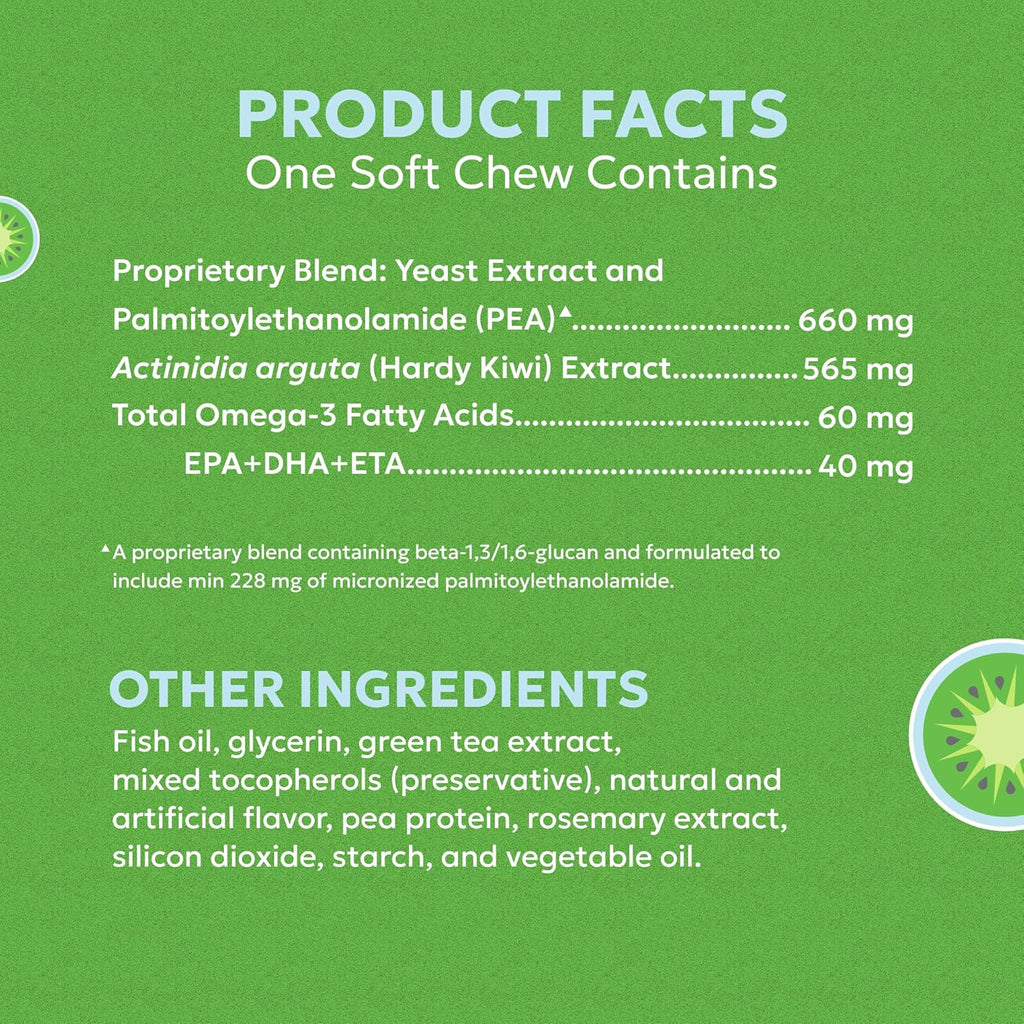 Nutramax Dermaquin Skin Support Supplement for Large Dogs, Supports Healthy Response to Allergens, with Hardy Kiwi, Omega-3s, and More, Tasty Soft Chews, 60 Count
